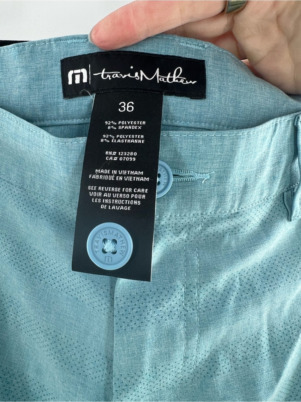 Travis Mathew Blue Stripe Performance Shorts Size 36 - Picture 3 of 4